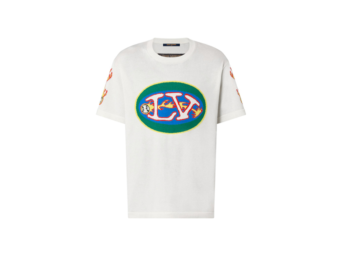 Áo Louis Vuitton White Flaming Baseball T-Shirt