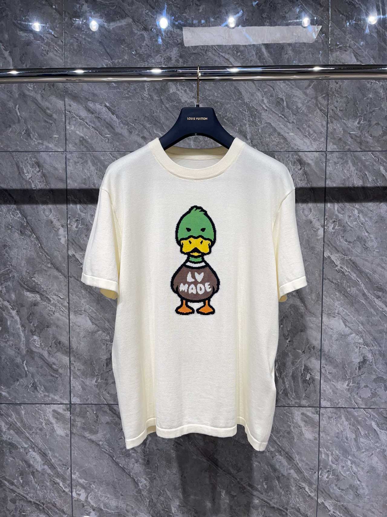 Áo Louis Vuitton x Nigo Intarsia Jacquard Duck Short-Sleeve Crewneck