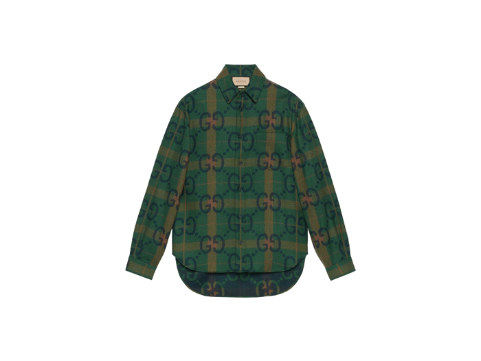 Áo Sơ Mi Gucci Jumbo Check Shirt Green