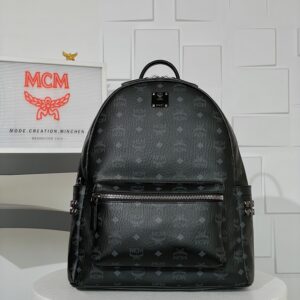 Balo MCM Stark Studs Backpack Visetos Black Medium