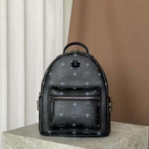 Balo MCM Stark Studs Backpack Visetos Black Mini