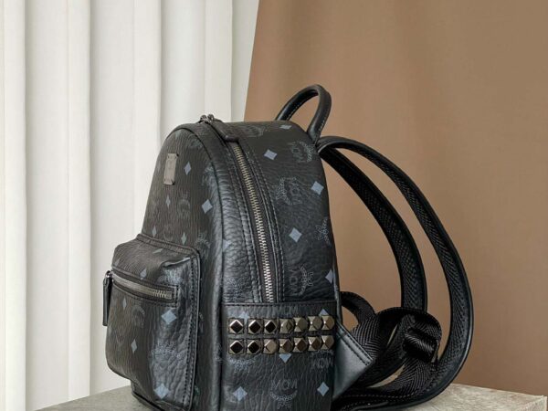Balo MCM Stark Studs Backpack Visetos Black Mini
