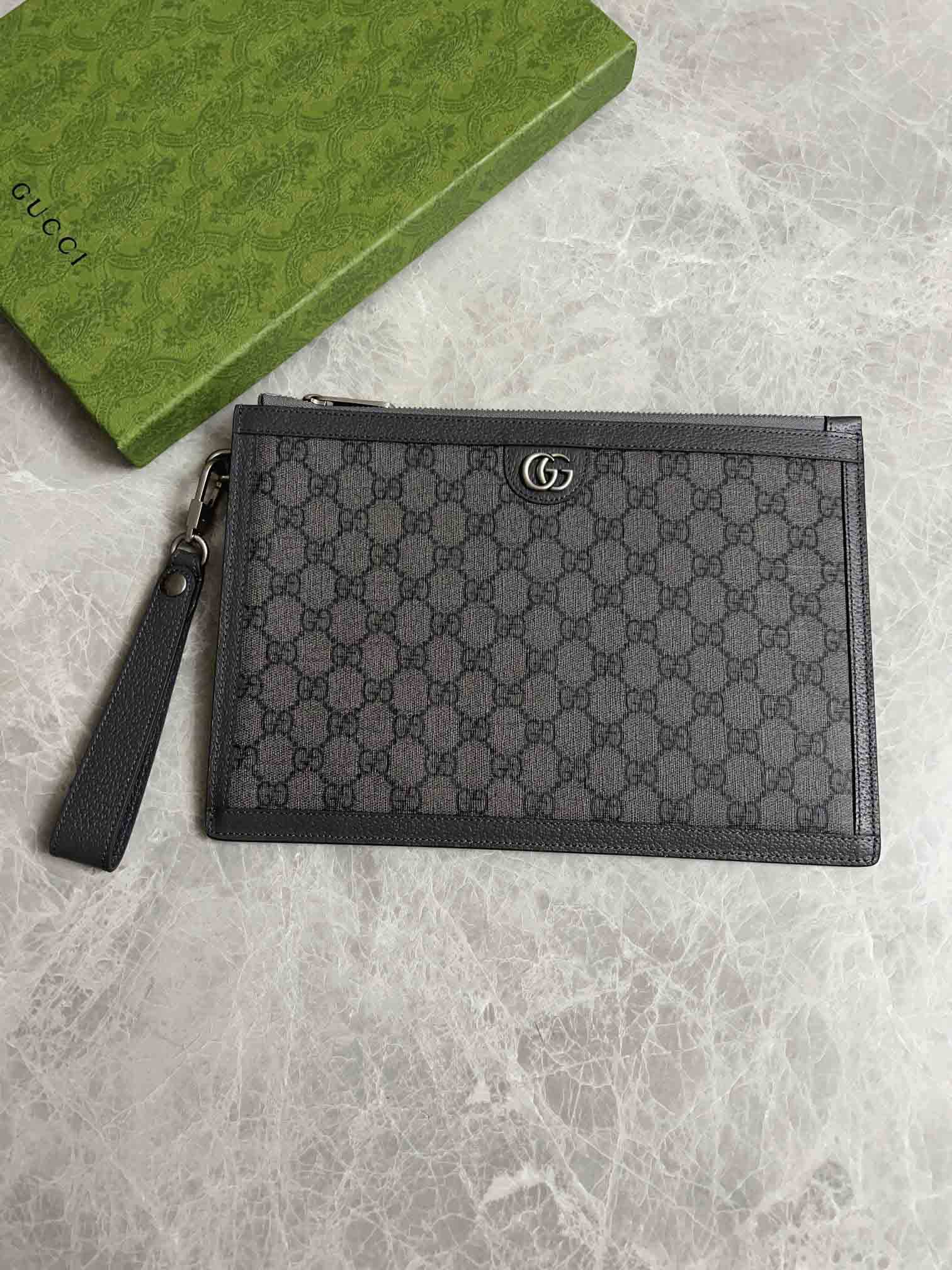 Clutch Gucci Ophidia Cầm Tay Xám Ghi Họa Tiết Monogram