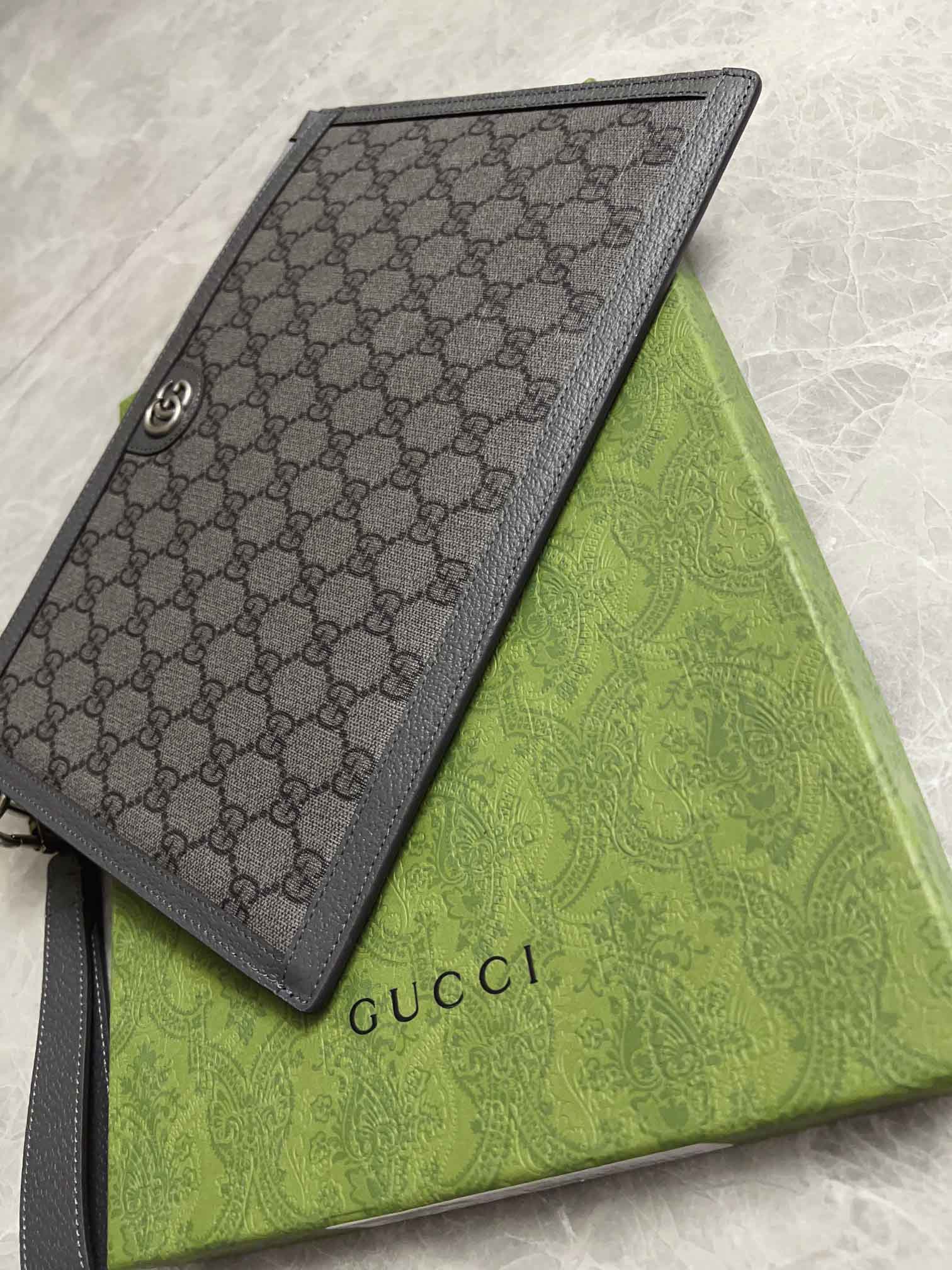 Clutch Gucci Ophidia Cầm Tay Xám Ghi Họa Tiết Monogram