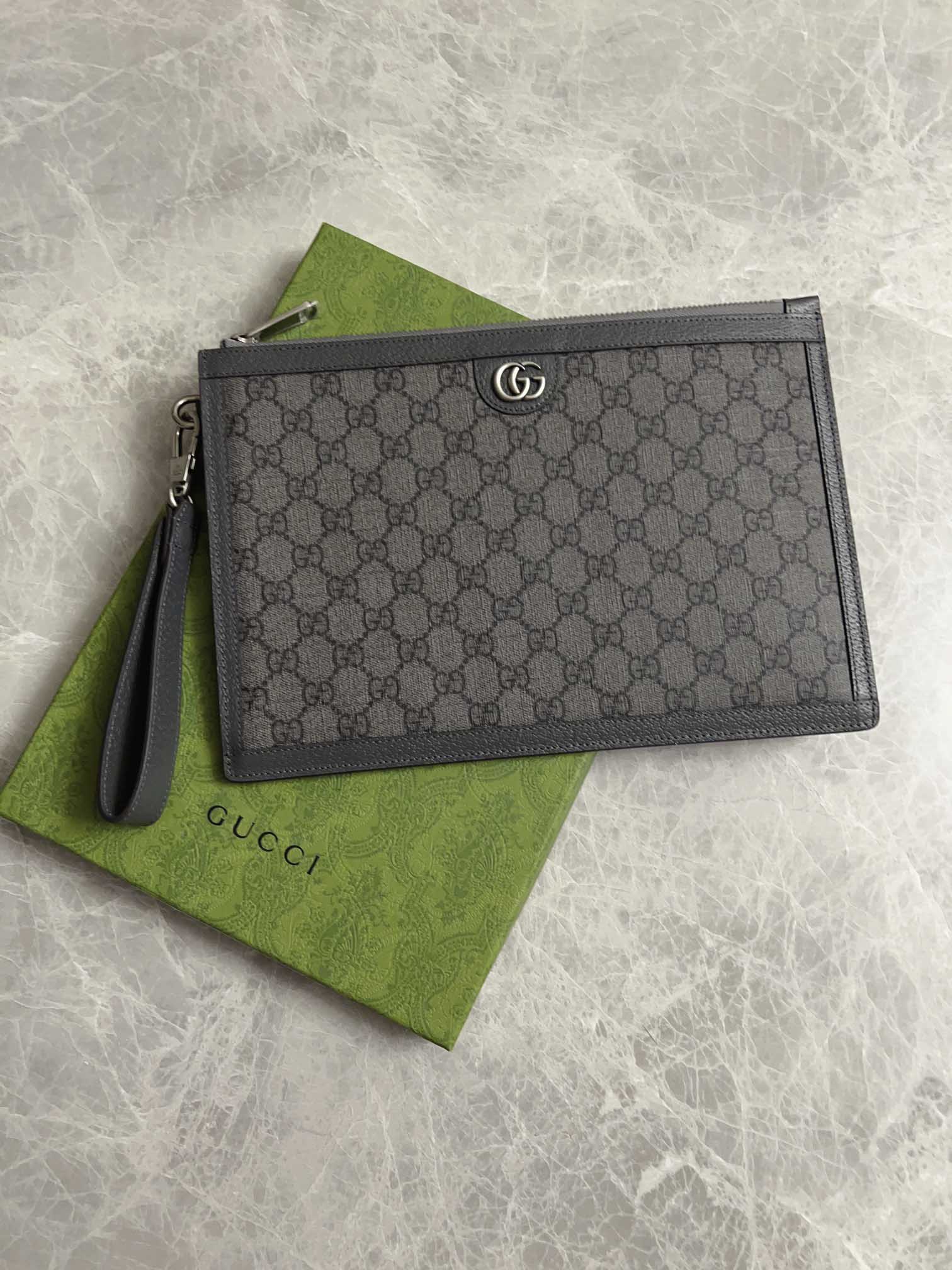 Clutch Gucci Ophidia Cầm Tay Xám Ghi Họa Tiết Monogram