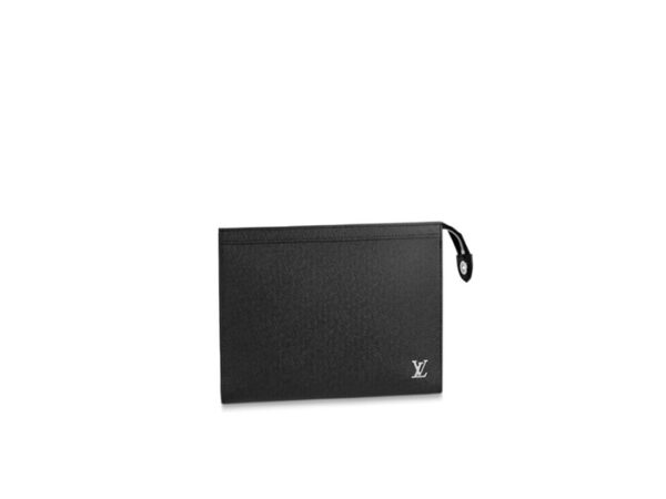 Clutch Louis Vuitton Tam Giác Cầm Tay Da Taiga Logo Nổi