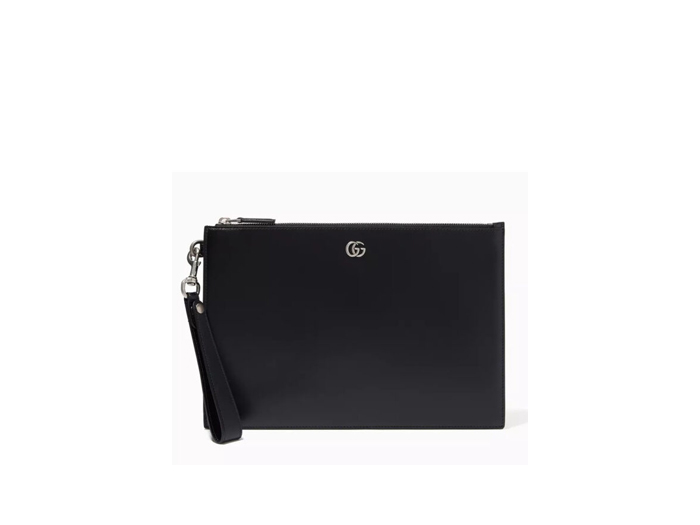 Clutch Nam Gucci Gg Marmont Pouch Logo Bạc