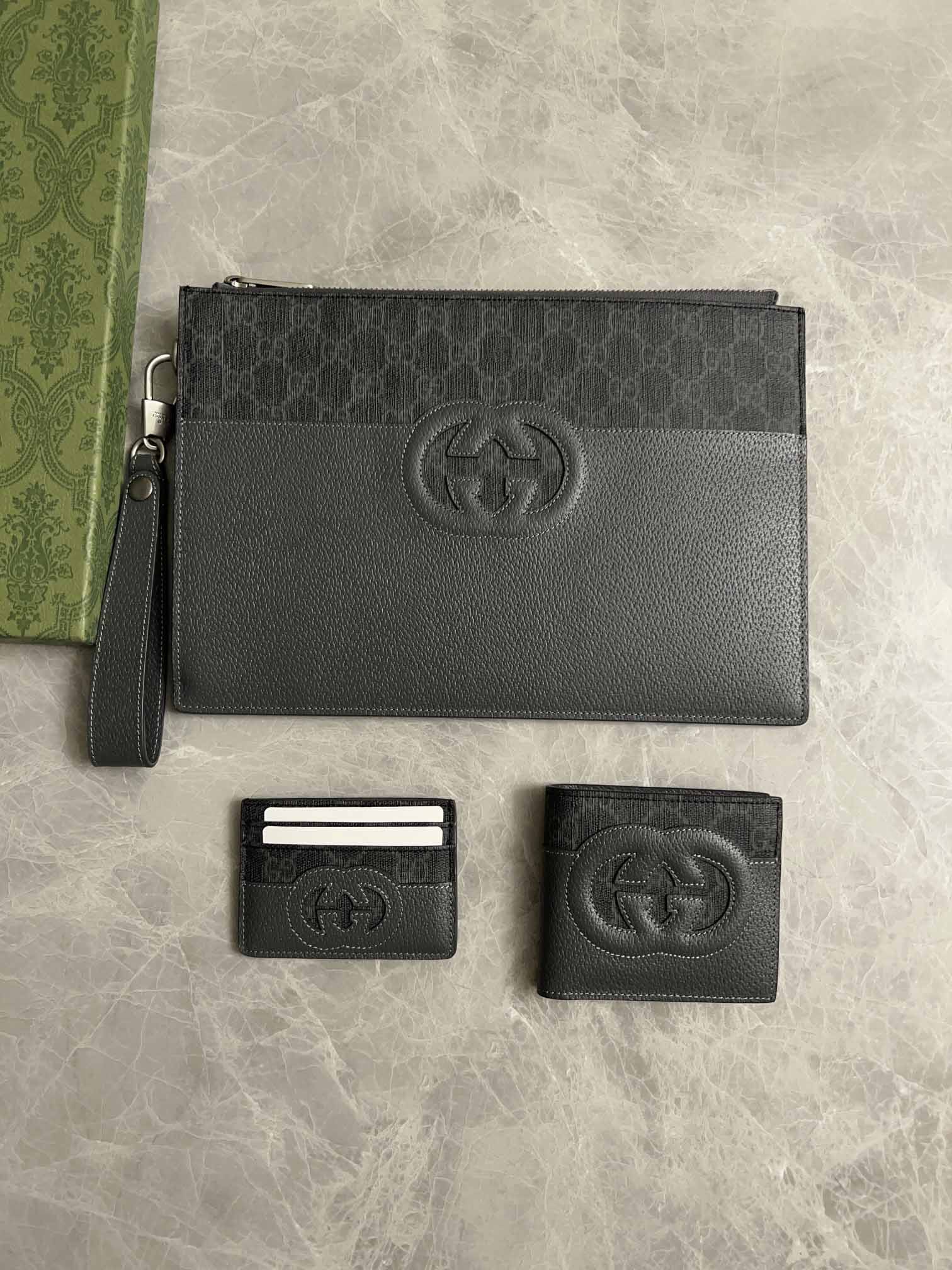 Clutch Nam Gucci Pouch With Cut Out Interlocking G Black