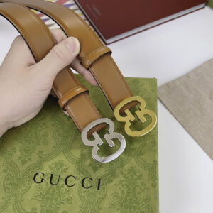 Thắt Lưng Gucci Belt With Interlocking G Buckle Nâu