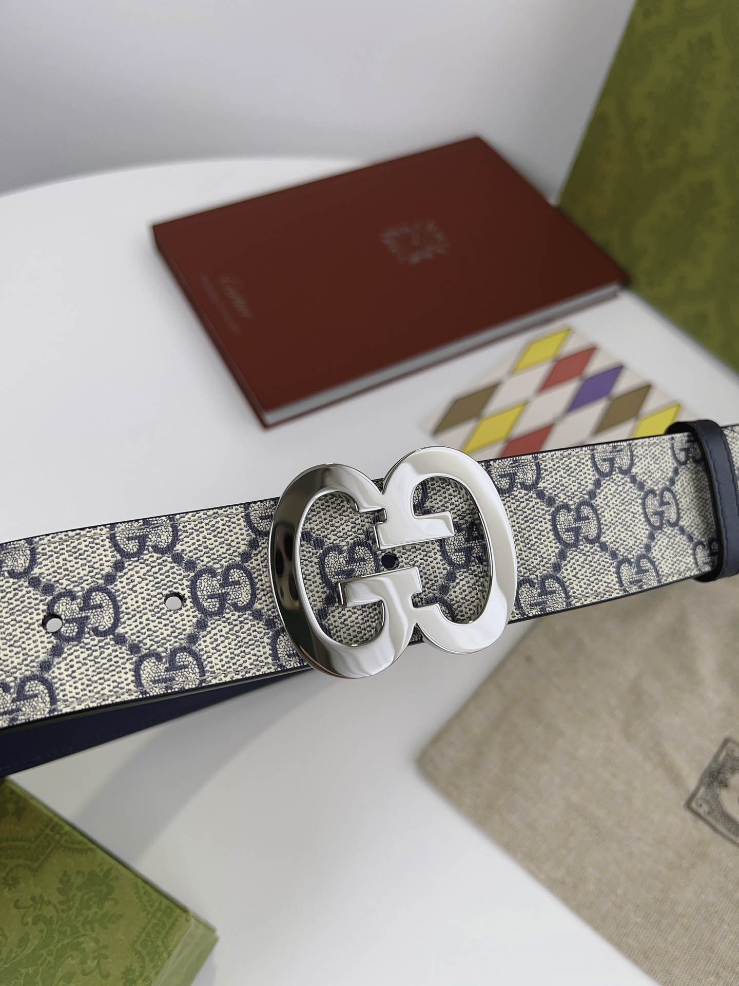 Thắt Lưng Gucci GG Supreme Belt With G Buckle Navy