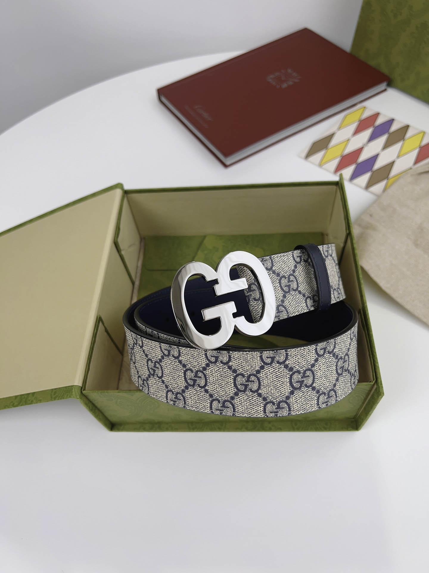 Thắt Lưng Gucci GG Supreme Belt With G Buckle Navy