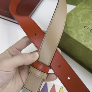 Thắt Lưng Gucci Marmont reversible belt 2 Mặt Be Đỏ Khóa Bạc
