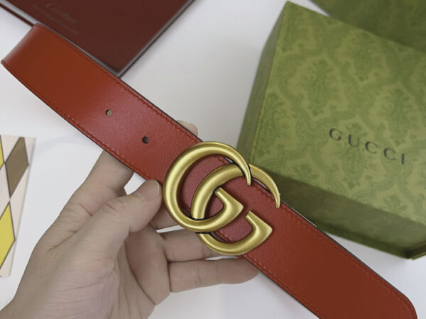 Thắt Lưng Gucci Marmont reversible belt 2 Mặt Be Đỏ Khóa Vàng