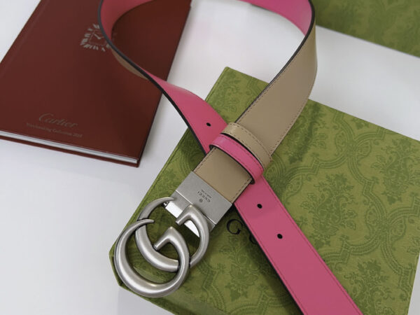 Thắt Lưng Gucci Marmont reversible belt 2 Mặt Nâu Hồng