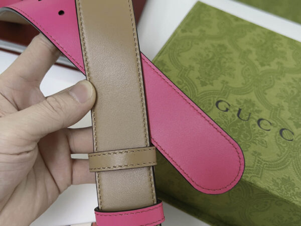 Thắt Lưng Gucci Marmont reversible belt 2 Mặt Nâu Hồng