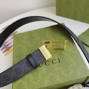 Thắt Lưng Gucci Nam Dây Đen Họa Tiết Mnogram Khóa Chữ G