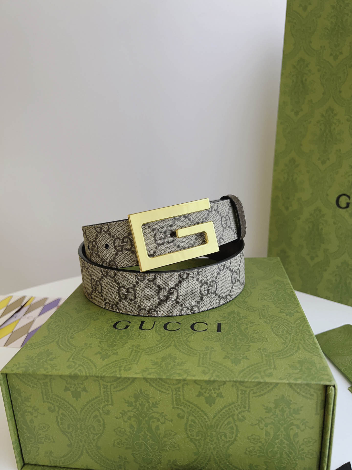 Thắt Lưng Gucci Nam Dây Nâu Họa Tiết Mnogram Khóa Chữ G Bạc