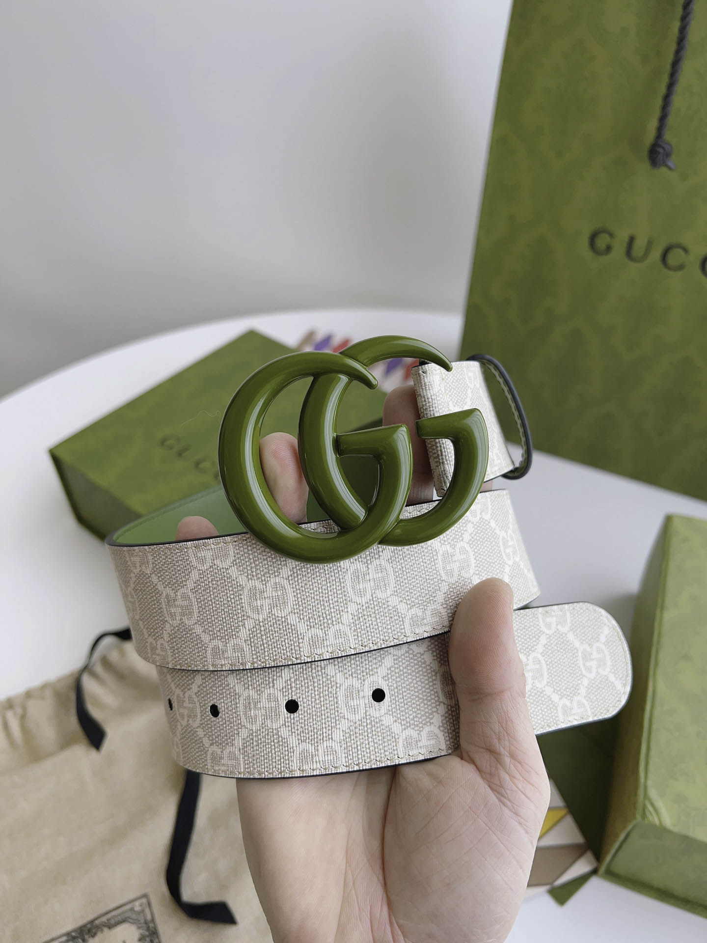 Thắt Lưng Gucci Nữ anh Lá Dây Họa Tiết Khóa Kép