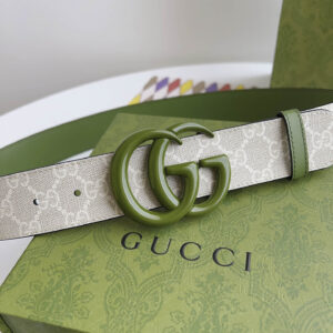 Thắt Lưng Gucci Nữ Xanh Lá Dây Họa Tiết Khóa Kép