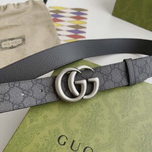 Thắt Lưng Gucci Nam Dây Đen Họa Tiết Khóa Kép