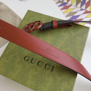 Thắt Lưng Gucci Nữ Bản Nhỏ Dây Đỏ Họa Tiết Khóa Kép