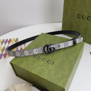 Thắt Lưng Gucci Nữ Dây Bản Nhỏ Họa Tiết Khóa Tròn Đen