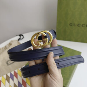 Thắt Lưng Gucci Nữ Dây Bản Nhỏ Khóa Tròn Vàng