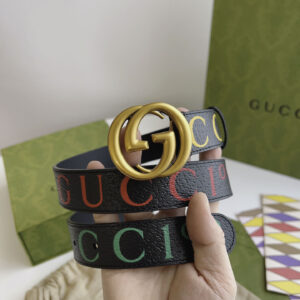 Thắt Lưng Gucci Nữ Dây Họa Tiết Bản Nhỏ Khóa Tròn Vàng