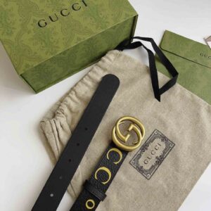 Thắt Lưng Gucci Nữ Dây Họa Tiết Bản Nhỏ Khóa Tròn Vàng