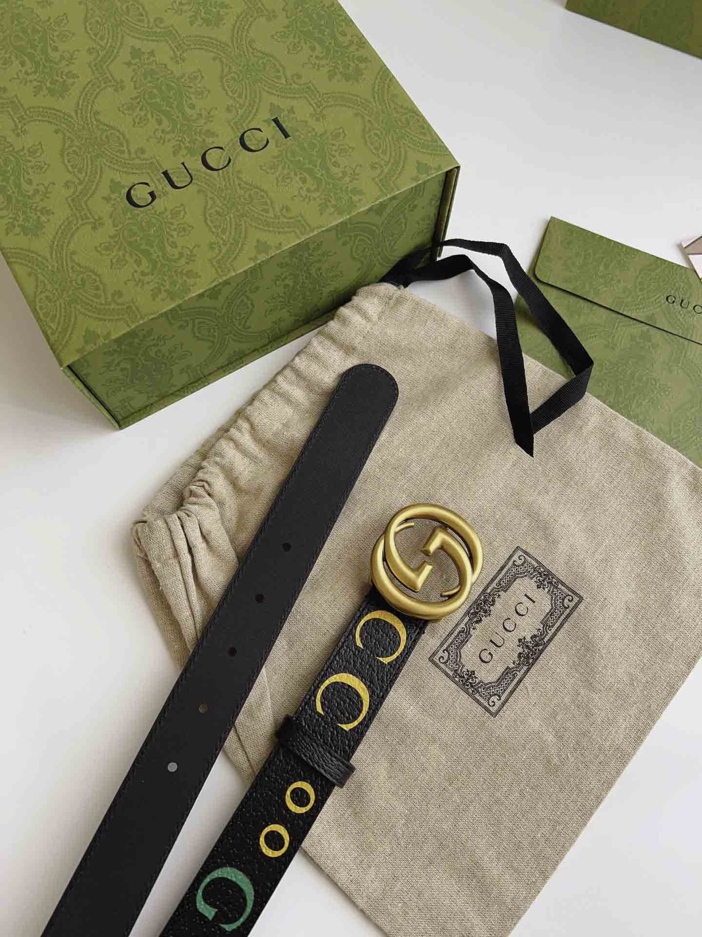 Thắt Lưng Gucci Nữ Dây Họa Tiết Bản Nhỏ Khóa Tròn Vàng