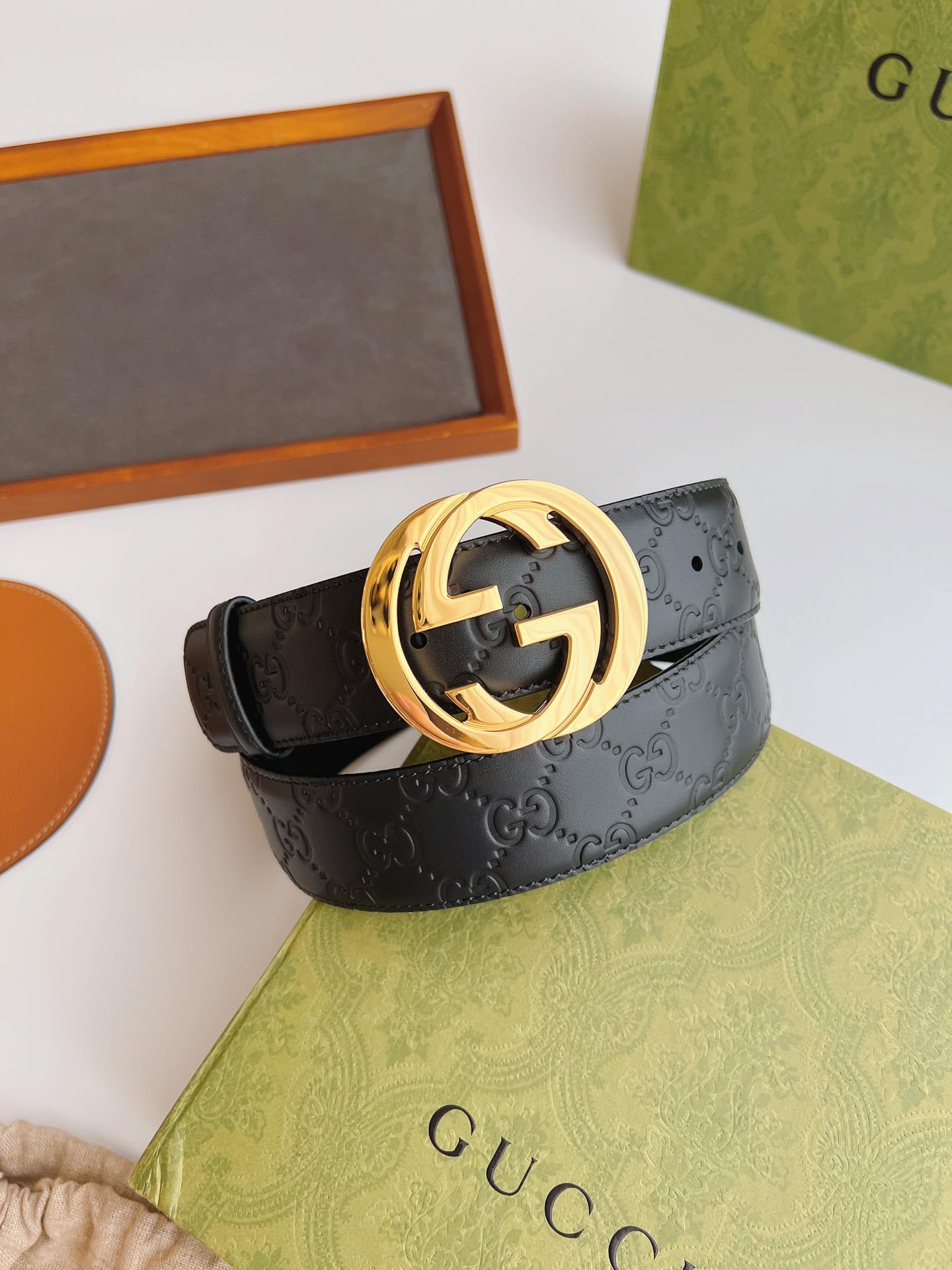 Thắt Lưng Nam Gucci GG Belt Gold