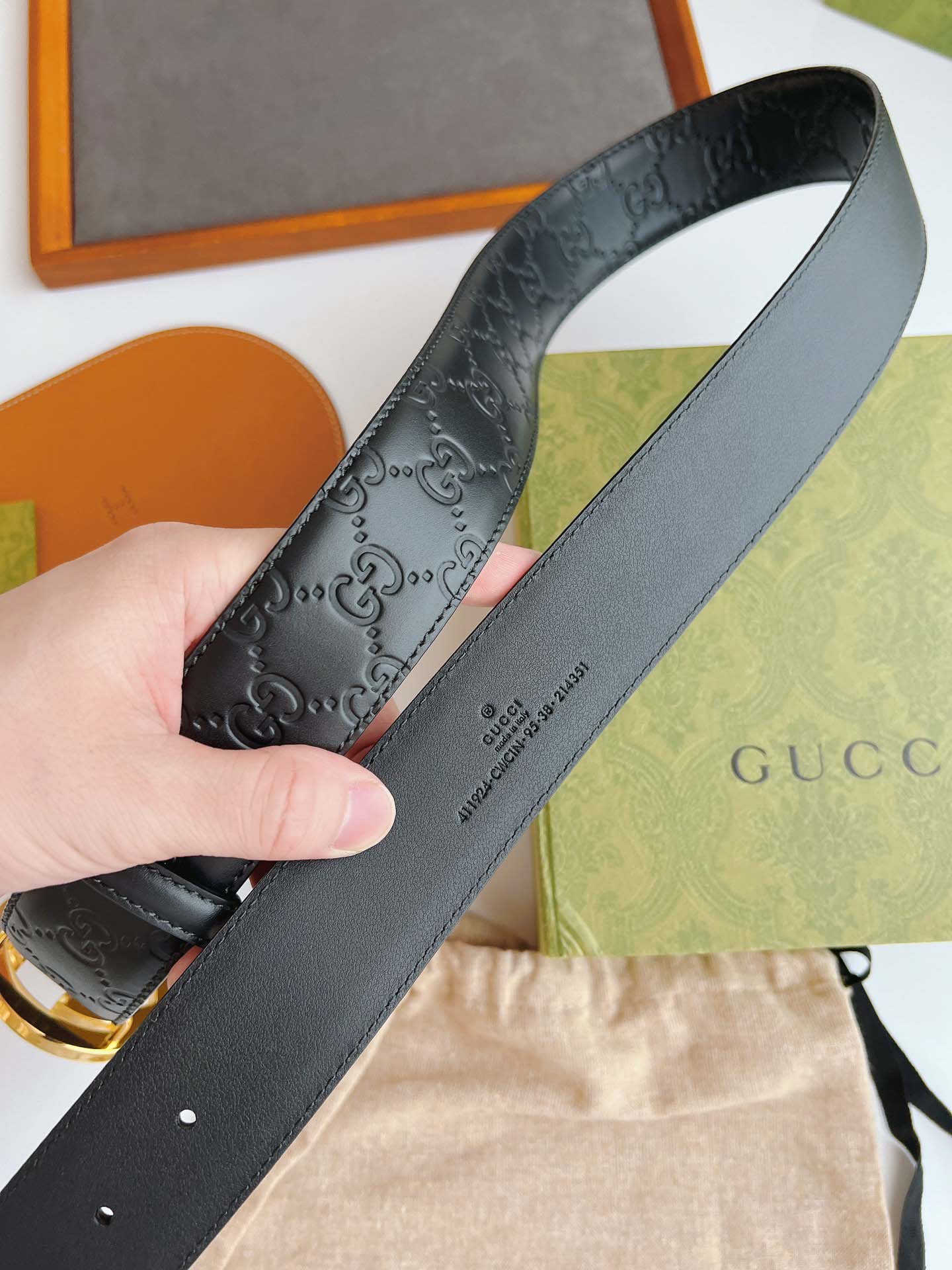 Thắt Lưng Nam Gucci GG Belt Gold