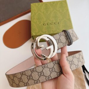 Thắt Lưng Nam Gucci GG Supreme Belt With G Buckle Be Nâu