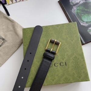 Thắt Lưng Nữ Gucci Bản Nhỏ Màu Đen Dây Trơn Khóa Kim Vàng