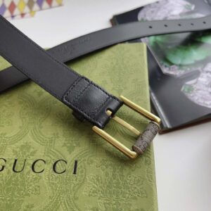 Thắt Lưng Nữ Gucci Bản Nhỏ Màu Đen Dây Trơn Khóa Kim Vàng