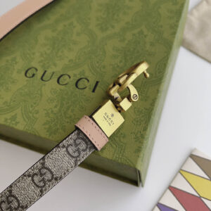 Thắt Lưng Nữ Gucci Bản Nhỏ Màu Hồng Họa Tiết Khóa Kép Vàng