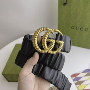 Thắt Lưng Nữ Gucci Màu Đen Dây Nhúm Khóa Kép