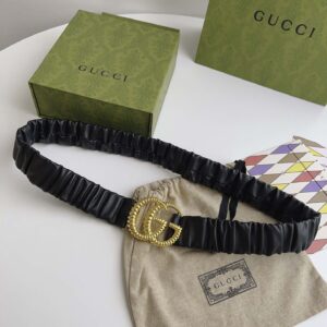 Thắt Lưng Nữ Gucci Màu Đen Dây Nhúm Khóa Kép