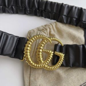 Thắt Lưng Nữ Gucci Màu Đen Dây Nhúm Khóa Kép