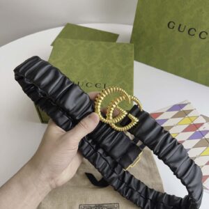 Thắt Lưng Nữ Gucci Màu Đen Dây Nhúm Khóa Kép