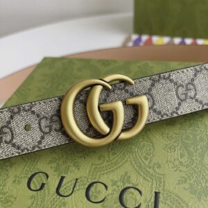 Thắt Lưng Nữ Gucci Màu Hồng Họa Tiết Khóa Kép Vàng