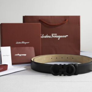 Thắt Lưng Salvatore Ferragamo Belt Dây Trơn Khóa Cài Xám Ghi