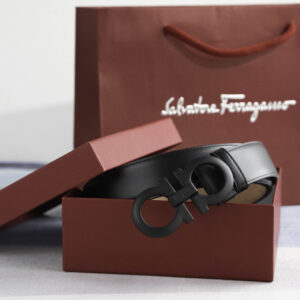 Thắt Lưng Salvatore Ferragamo Belt Dây Trơn Khóa Cài Xám Ghi