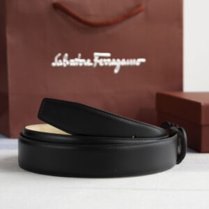 Thắt Lưng Salvatore Ferragamo Belt Dây Trơn Khóa Cài Xám Ghi