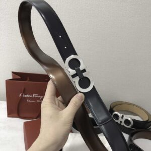 Thắt Lưng Salvatore Ferragamo Belt Dây Trơn Đen Đồng Khóa Cài