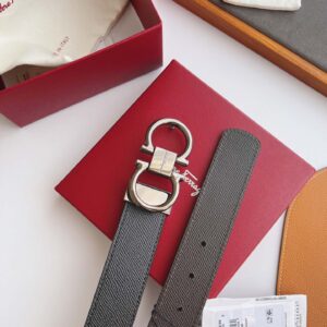 Thắt Lưng Salvatore Ferragamo Men’s Belt Bản Nhỏ Bạc Bóng