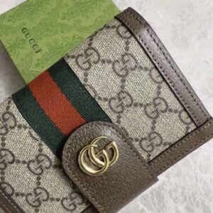 Ví Đựng Thẻ Gucci Ophidia Beige Brown Họa Tiết Monogram