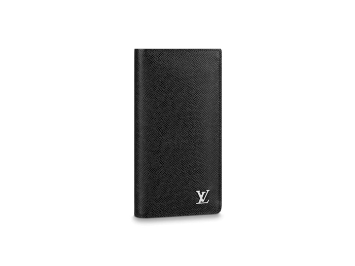 Ví Gập Louis Vuitton Logo Nổi Da Taiga Màu Đen