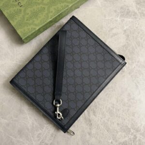 Ví Nam Clutch Gucci Ophidia Màu Navy Họa Tiết Monogram