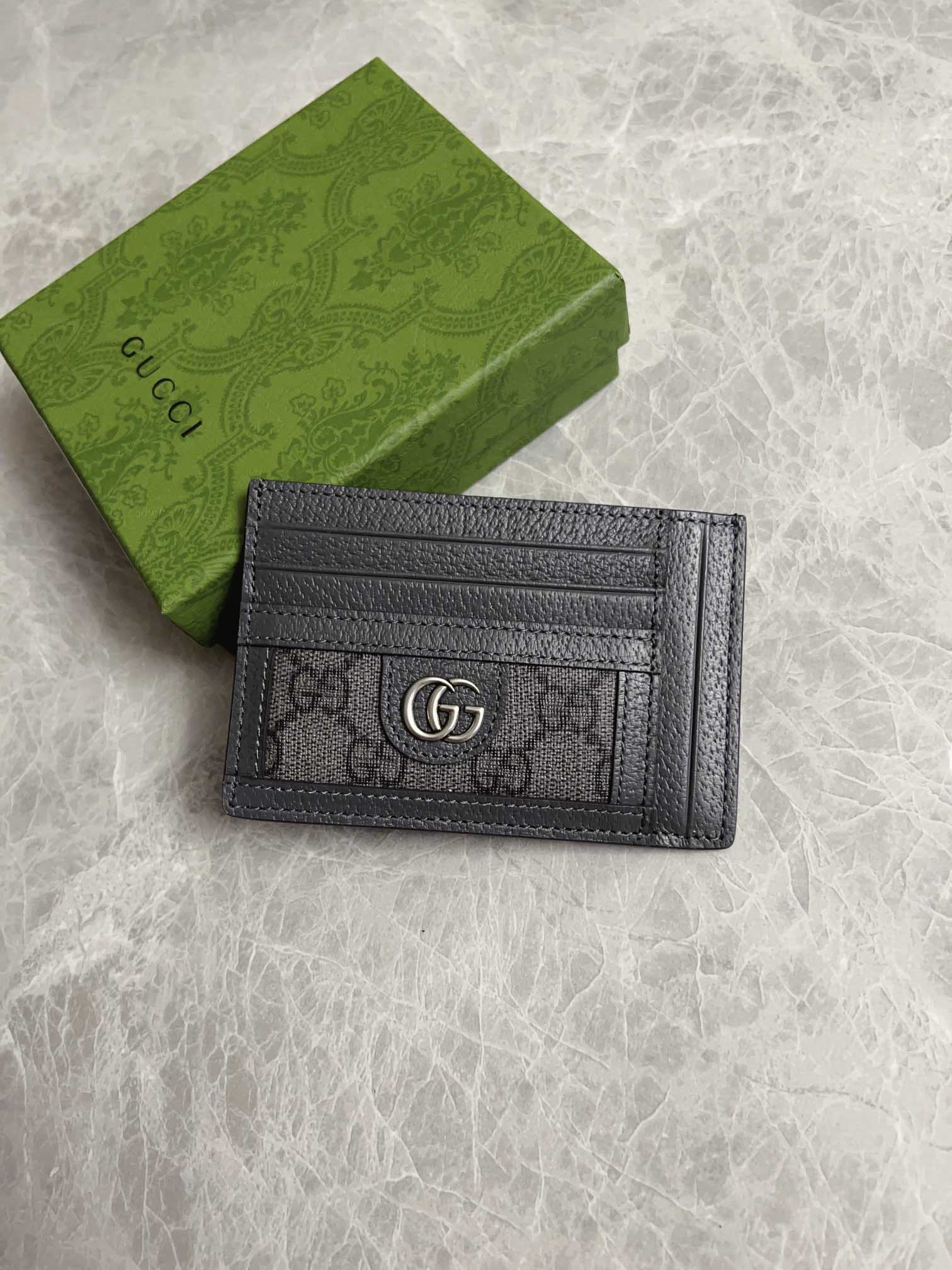 Ví Nam Đựng Thẻ Gucci Ophidia Xám Ghi Họa Tiết Monogram